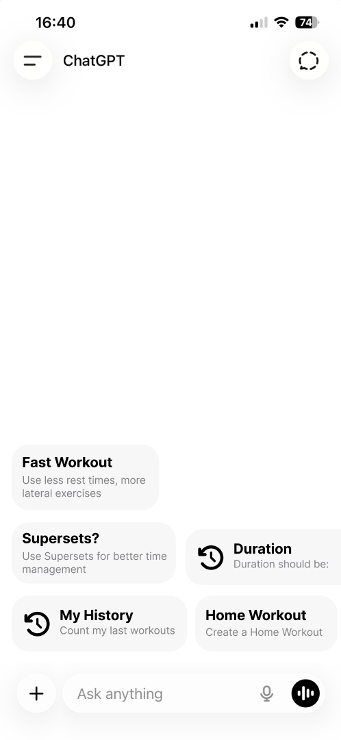 AI Workout Interface